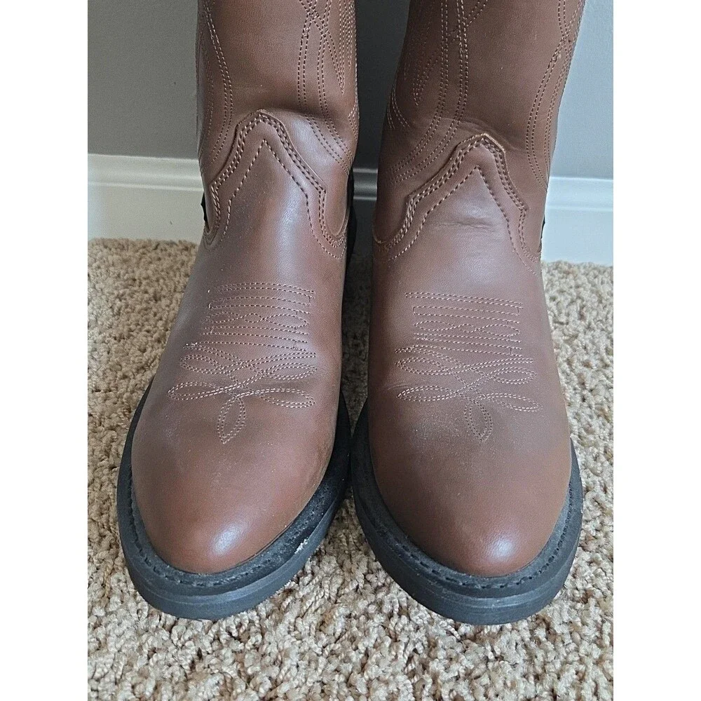 EUC Justin Basic Boots JB1100 | Men's Size 9D | Brown Leather Boots Ranch Cowboy